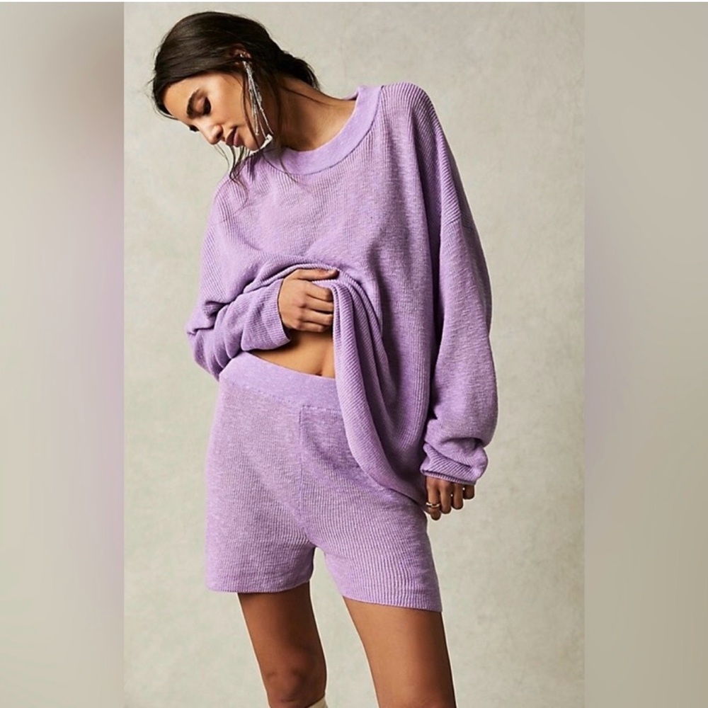 Free People Malibu Surf Set Lavender Fizz Knit Sweater Set XS